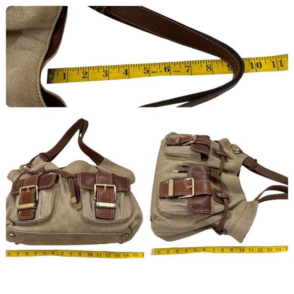 Michael Kors Large Tan & Brown Canvas & Leather Multi-Pocket Shoulder Bag - Picture 16 of 16